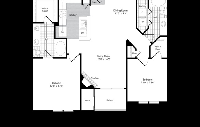 2 beds, 2 baths, 1,116 sqft, $1,908, Unit 308