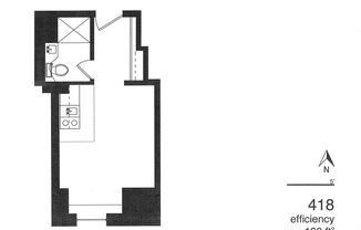 Studio, 1 bath, 200 sqft, $475, Unit 418