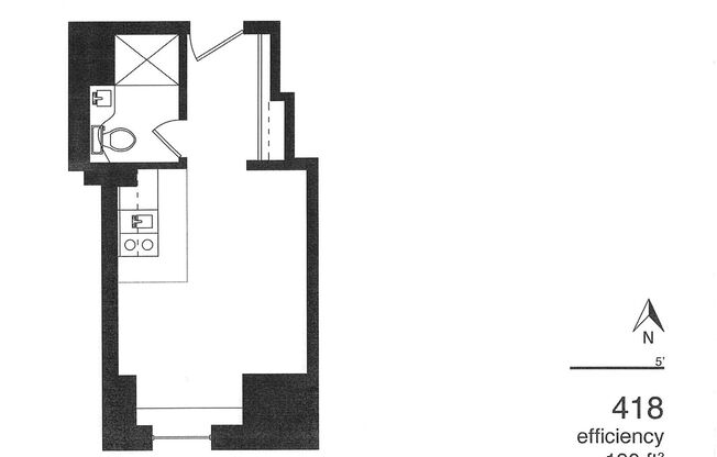 Studio, 1 bath, 200 sqft, $460, Unit 418