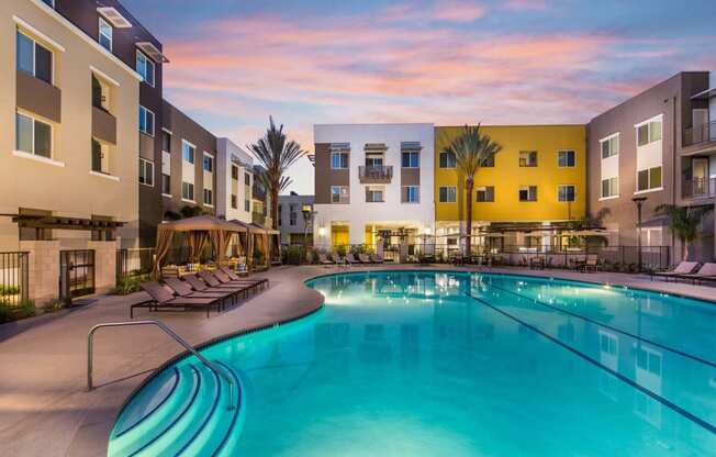 Pool at twilight at Marc San Marcos Apartments