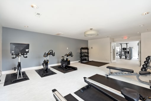 the gym at the whispering winds apartments in pearland, tx at Linkhorn Bay Apartments, Virginia, 23451