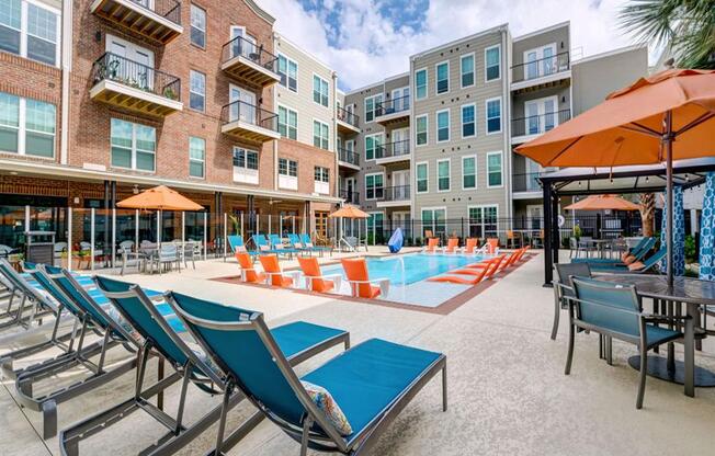 Poolside at The Delaneaux Apartments in New Orleans