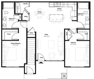 2 beds, 2 baths, 1,088 sqft, $2,182