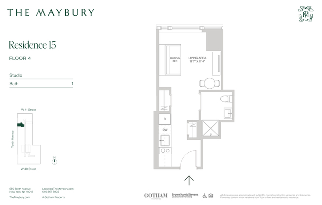 Studio, 1 bath, 334 sqft, $3,296, Unit 415