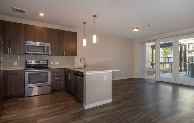 Kitchen and Living Area with Hard Surface Flooring