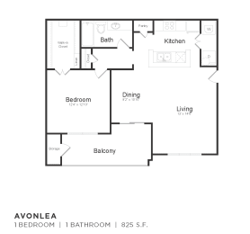 1 bed, 1 bath, 825 sqft, $1,508