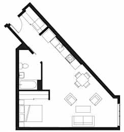 Studio, 1 bath, 655 sqft, $1,837