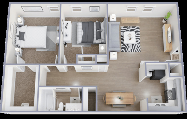 2 beds, 1 bath, 900 sqft, $871
