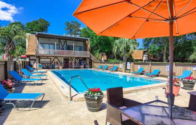 the swimming pool at our apartments