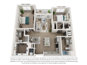 2 beds, 2 baths, 1,166 sqft, $1,575