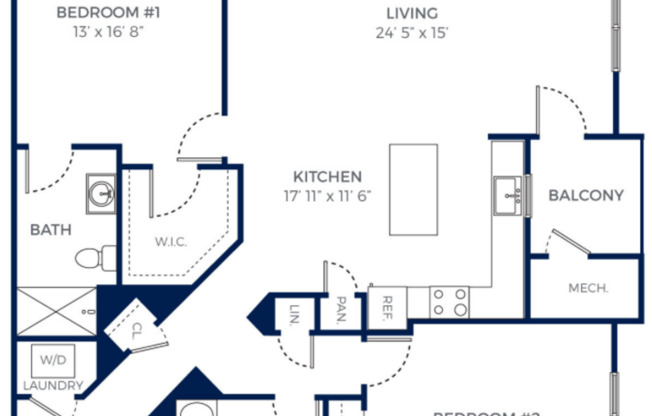 2 beds, 2 baths, 1,512 sqft, $2,775, Unit 206