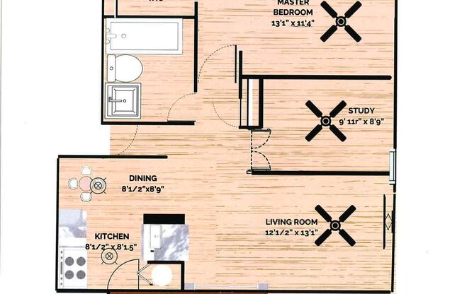 1 bed, 1 bath, 745 sqft, $1,695, Unit 203
