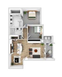 2 beds, 2 baths, 1,025 sqft, $1,831