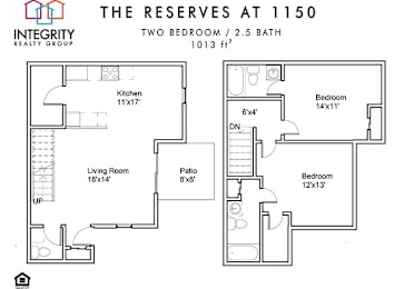 2 beds, 2.5 baths, 1,100 sqft, $1,592