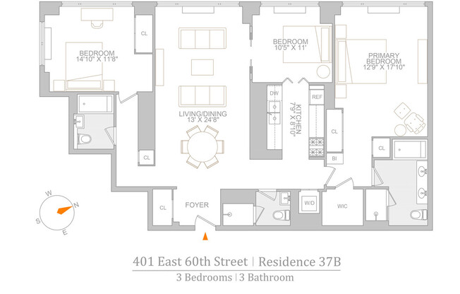 3 beds, 3 baths, 1,560 sqft, $11,000, Unit 37B