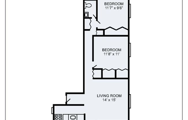 2 beds, 1 bath, 725 sqft, $1,540, Unit 112