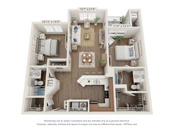 2 beds, 2 baths, 1,008 sqft, $1,408