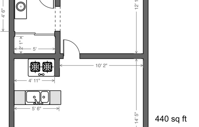1 bed, 1 bath, 520 sqft, $1,825, Unit 200