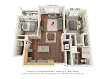 2 beds, 1.5 baths, 916 sqft, $1,209