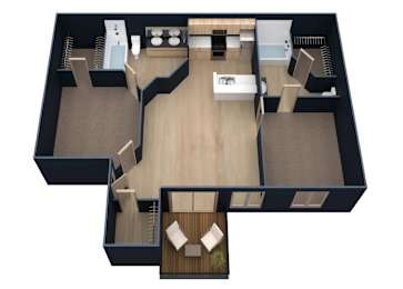 2 beds, 2 baths, 956 sqft, $1,529