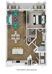 1 bed, 1 bath, 907 sqft, $1,536