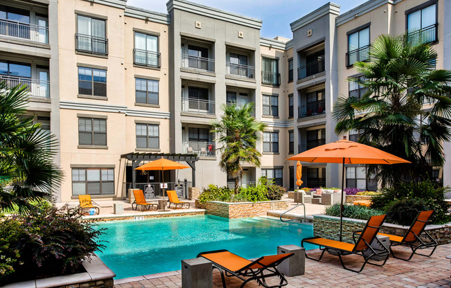 our apartments showcase an unique swimming pool At Metropolitan Apartments in Little Rock, AR