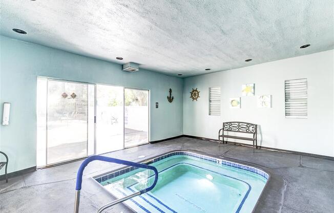 Indoor spa and hot tub of Country Club at Valley View Senior Apartments in Las Vegas, NV, For Rent. Now leasing 1 and 2 bedroom apartments.
