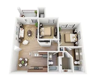 2 beds, 2 baths, 960 sqft, $1,184