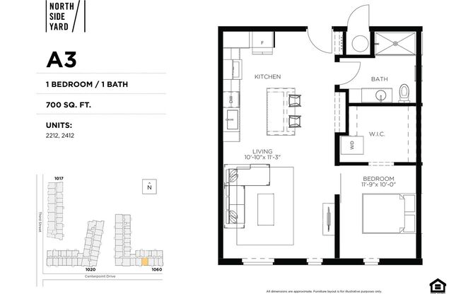 1 bed, 1 bath, 700 sqft, $1,400