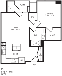 1 bed, 1 bath, 775 sqft, $1,997