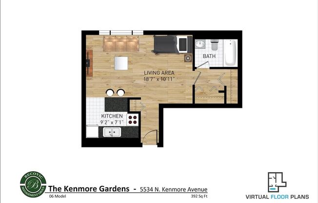 Studio, 1 bath, 392 sqft, $1,550, Unit 506