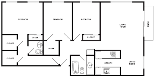 3 beds, 1.5 baths, 1,126 sqft, $1,596