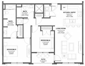 2 beds, 2 baths, 1,010 sqft, $1,605