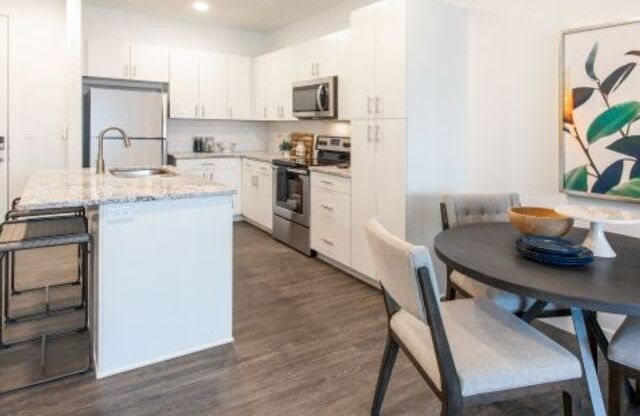 Kitchen with wooden Floor at Parc View Apartments & Townhomes, Utah, 84047