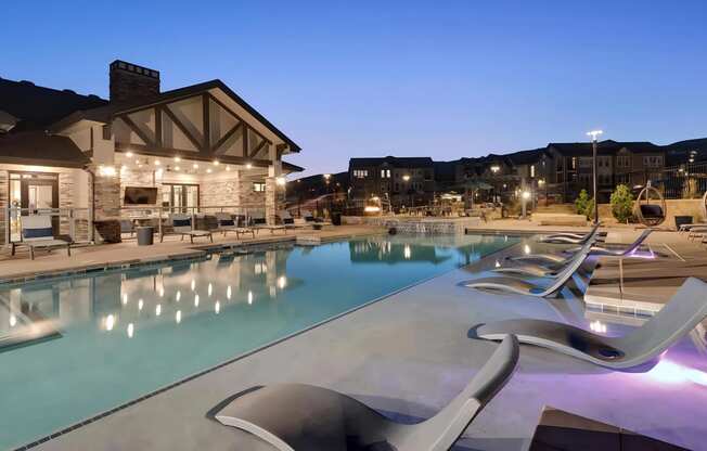 Resort Style Pool at Dusk