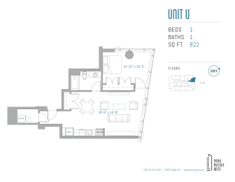 1 bed, 1 bath, 822 sqft, $2,309