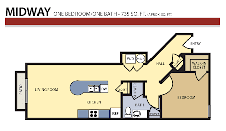 1 bed, 1 bath, 735 sqft, $1,409