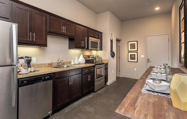 Kitchen l Brand New Apartments for Rent | Mason at Hive Apartments in Oakland, CA Now Leasing