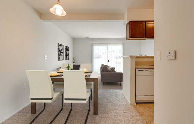 Aster Layout Dining Area at The Harbours Apartments, Clinton Twp, MI