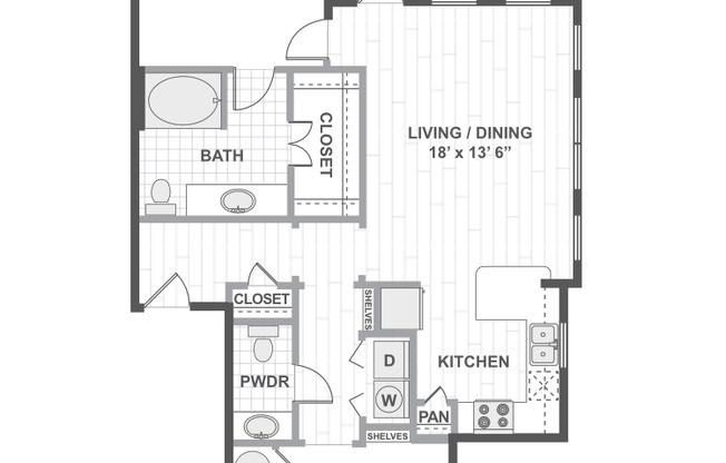 1 bed, 1.5 baths, 995 sqft, $1,740