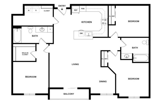 3 beds, 2 baths, 1,280 sqft, $1,795