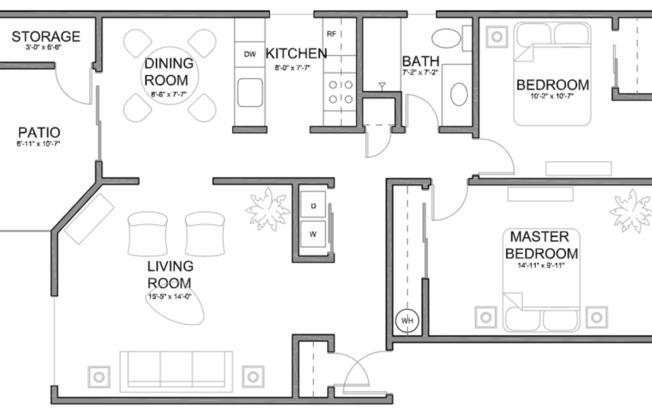 2 beds, 1 bath, 875 sqft, $1,739