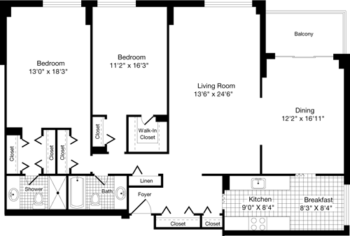 2 beds, 2 baths, 1,465 sqft, $3,435, Unit 0501