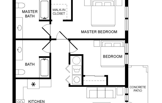 2 beds, 2 baths, 885 sqft, $1,767, Unit 105C