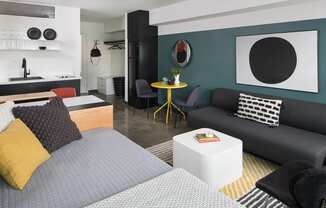 The Flat Studio Unit Living Room at The Flat, California