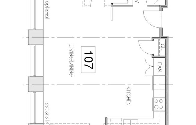 Studio, 2 baths, 887 sqft, $1,857, Unit 107
