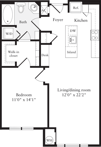 1 bed, 1 bath, 736 sqft, $2,228