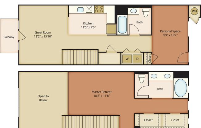 1 bed, 2 baths, 1,367 sqft, $3,650, Unit 205