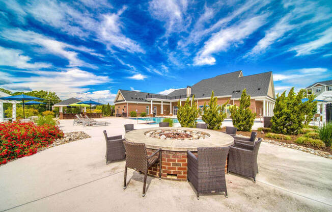 our clubhouse offer a clubhouse with a fire pit at Meridian Obici, Suffolk Virginia