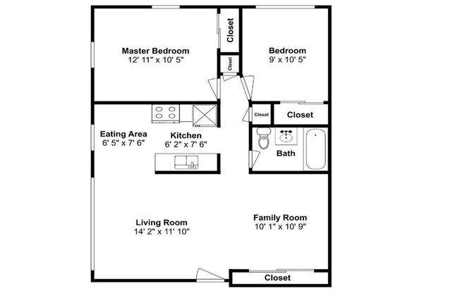 2 beds, 1 bath, 720 sqft, $1,315, Unit 6737 - 04